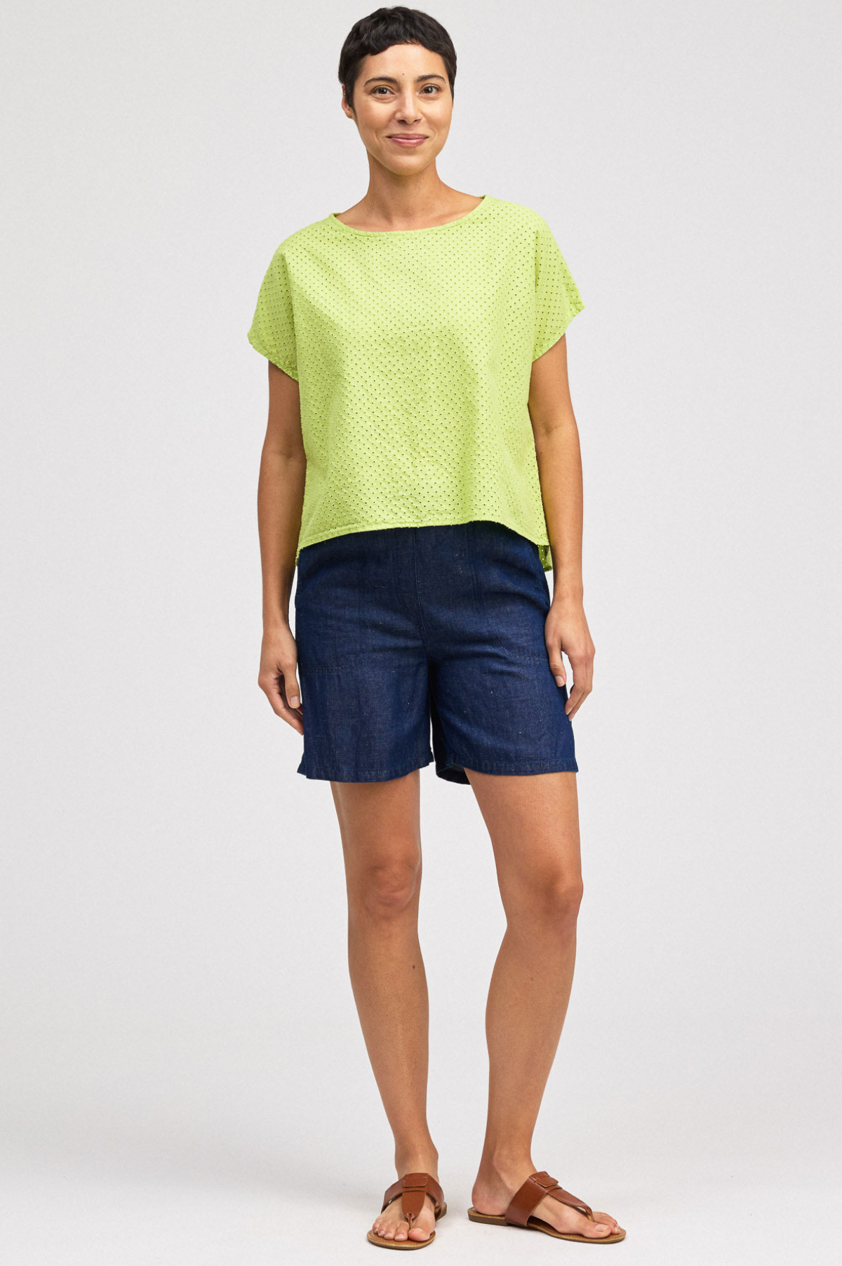 Cut Loose Pinhole Short Sleeve High Low Top Summer 2026- Special Order