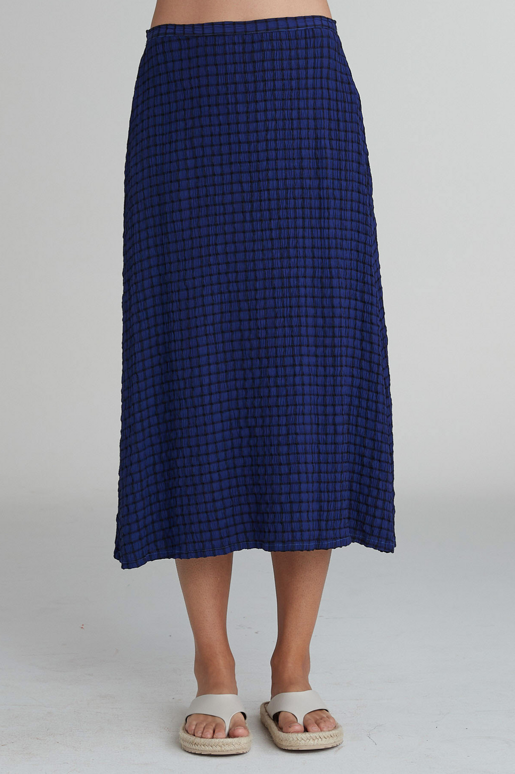 Cut Loose Crinkle Plaid Midi Aline Skirt Spring 2025- Special Order