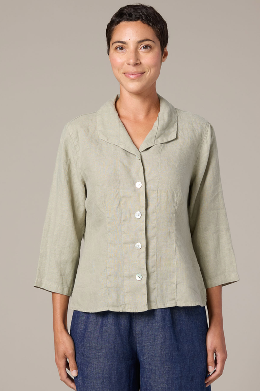 Cut Loose Solid Linen 3/4 Sleeve Shirt Spring 2026- Special Order