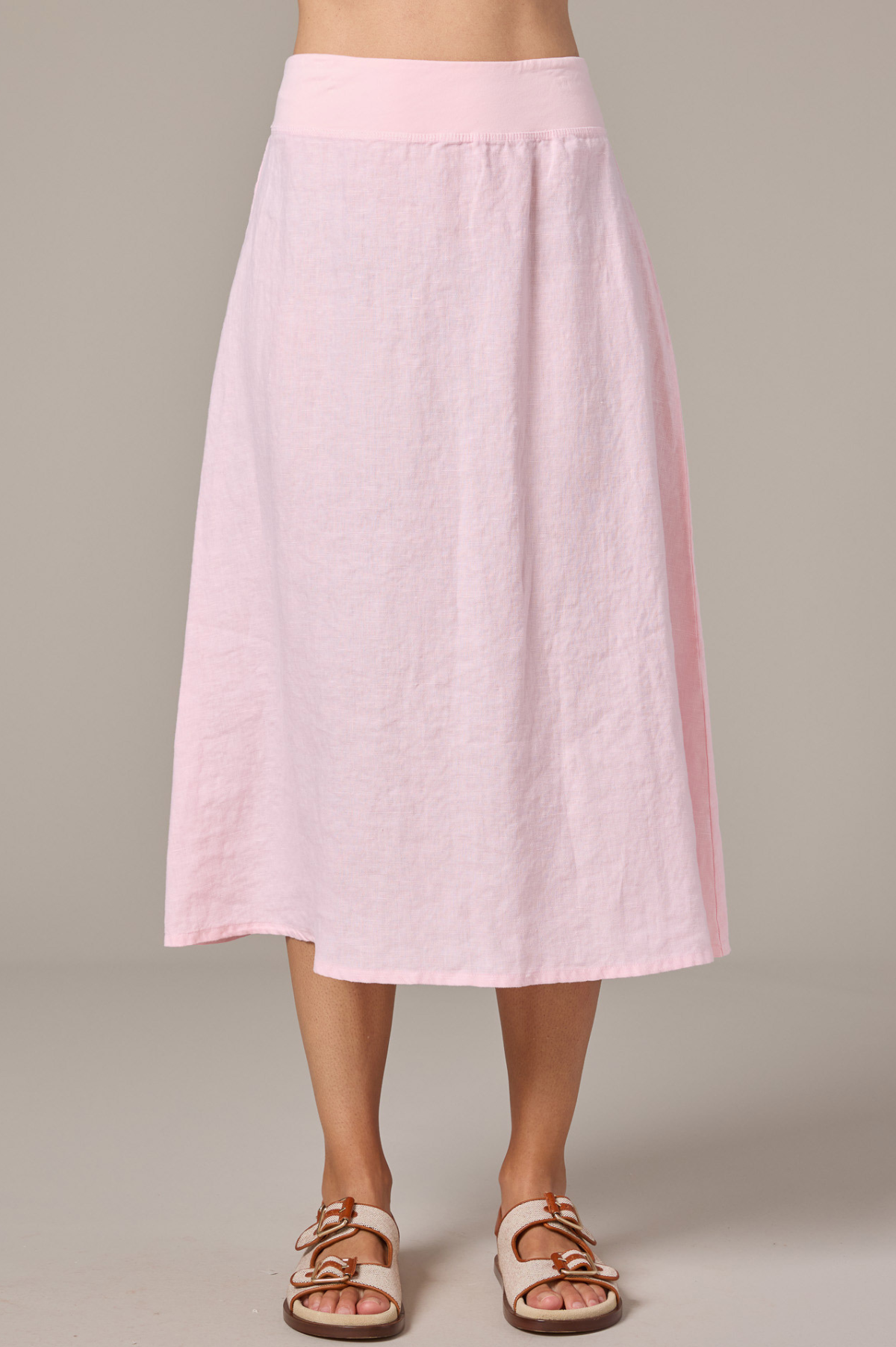 Cut Loose Solid Linen Midi Aline Skirt /Contrast Spring 2026- Special Order - thread to cloth