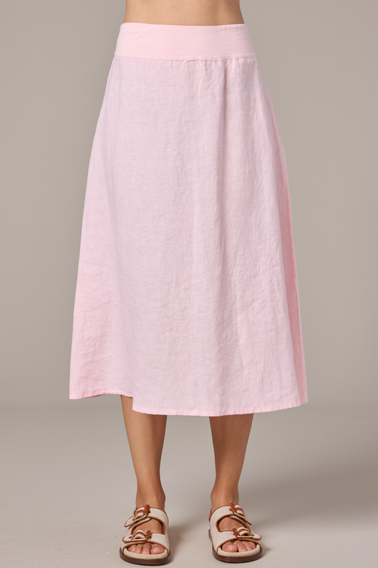 Cut Loose Solid Linen Midi Aline Skirt /Contrast Spring 2026- Special Order - thread to cloth