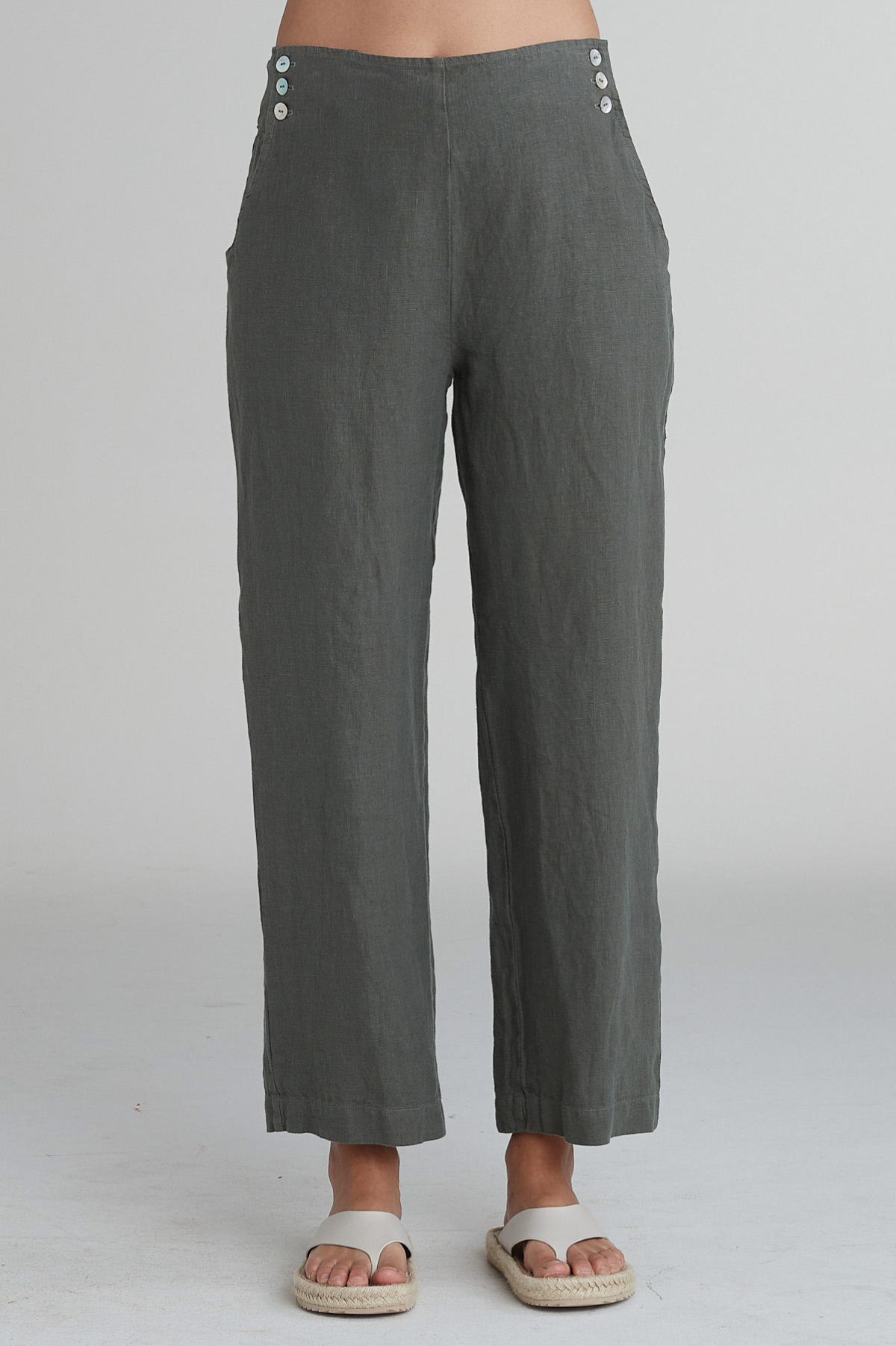 Cut Loose Solid Linen Button Trouser Pant Spring 2025- Special Order