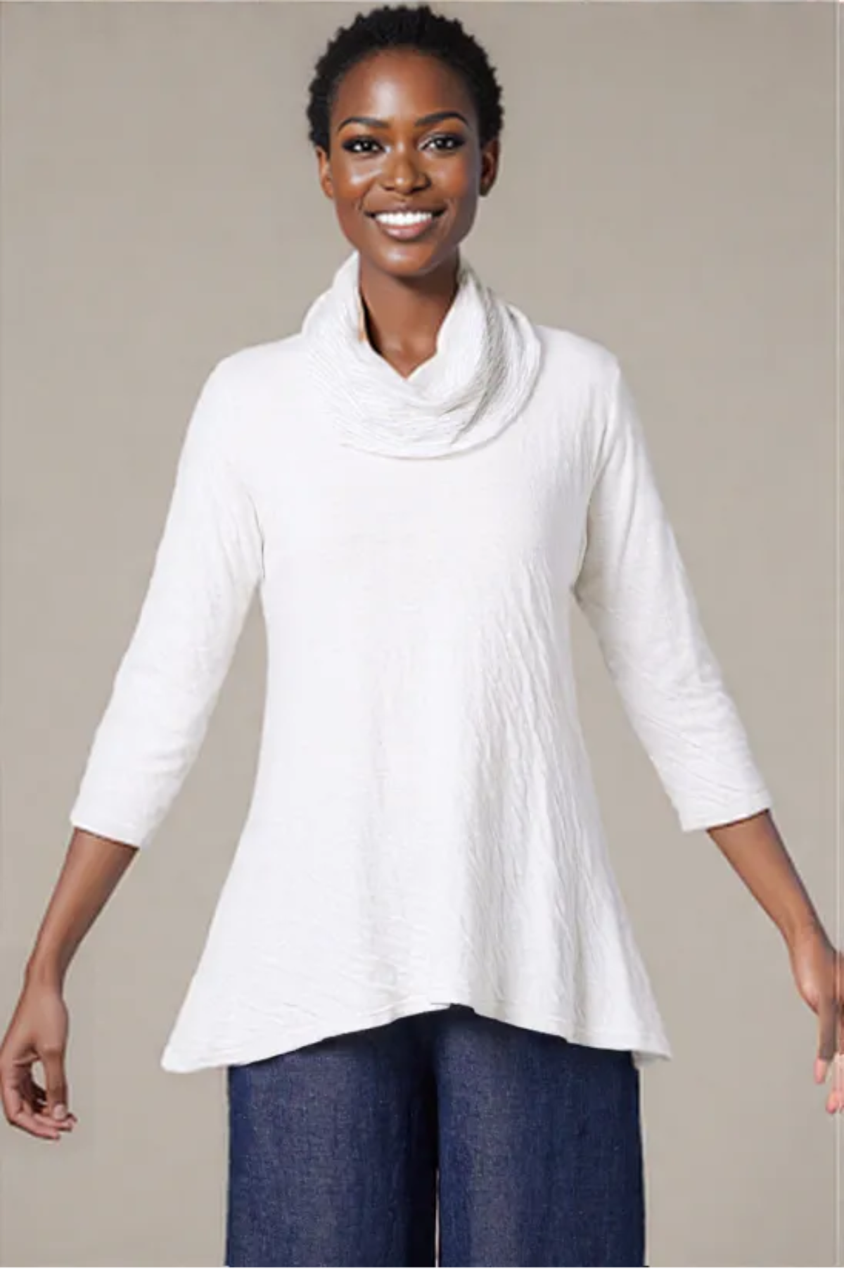 Cow neck double cloth top