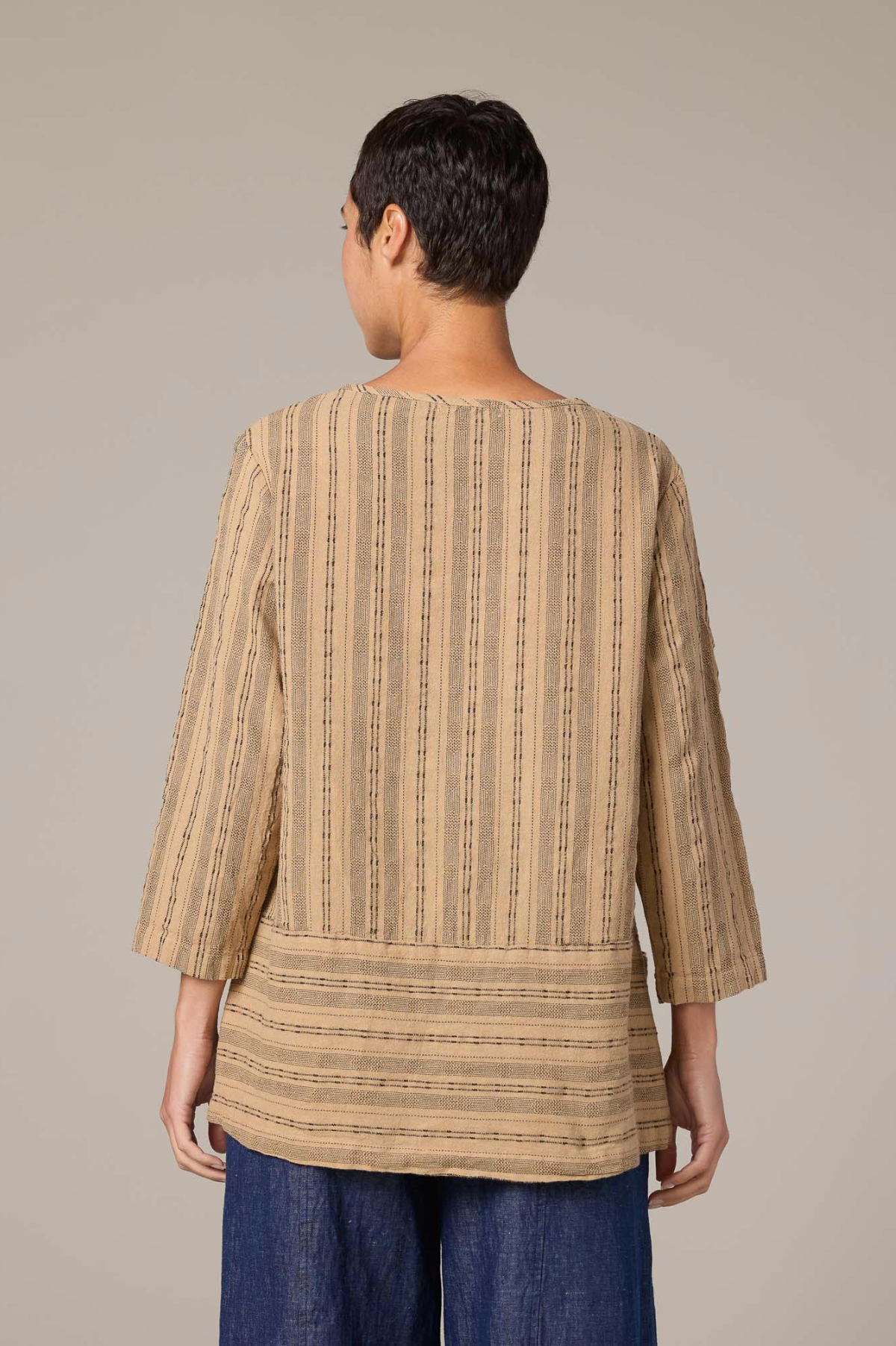 Pinstripe Linen Pocket Border Top Spring 2026 by cut loose