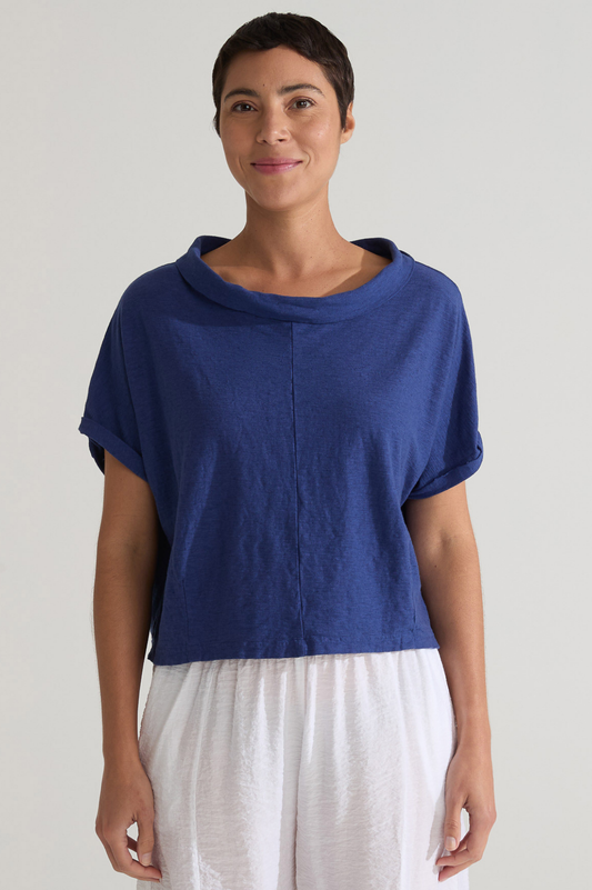 Cut Loose Linen Cotton Roll Sleeve Cowl Top Summer 2025- Special Order