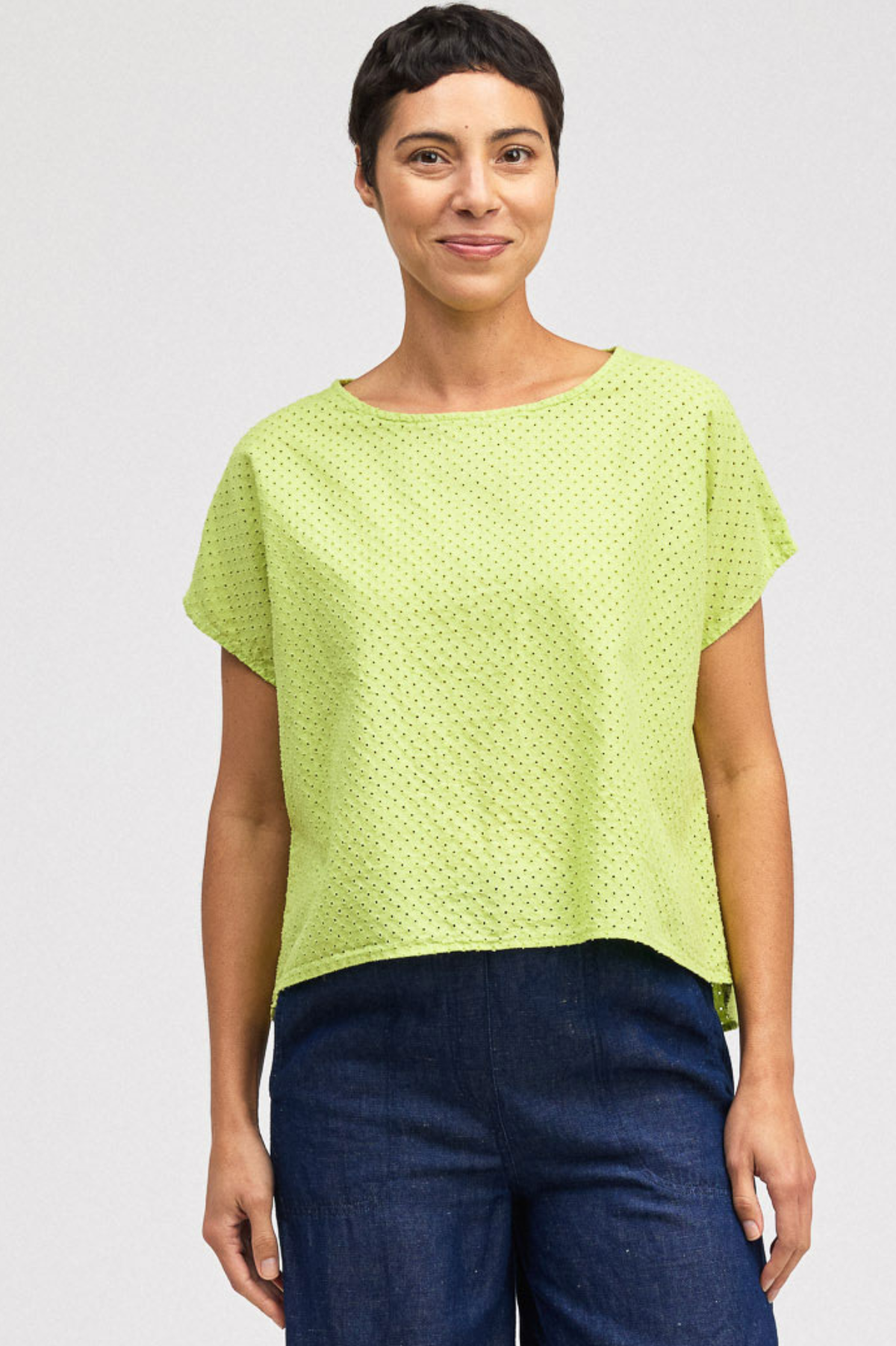 Cut Loose Pinhole Short Sleeve High Low Top Summer 2026- Special Order