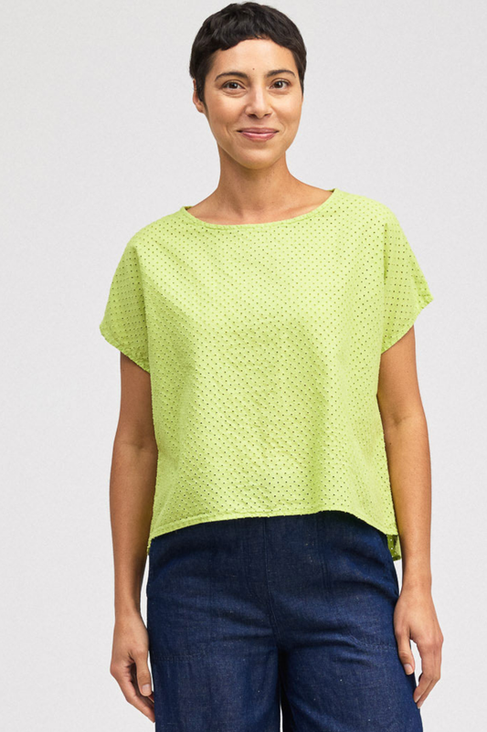 Cut Loose Pinhole Short Sleeve High Low Top Summer 2026- Special Order