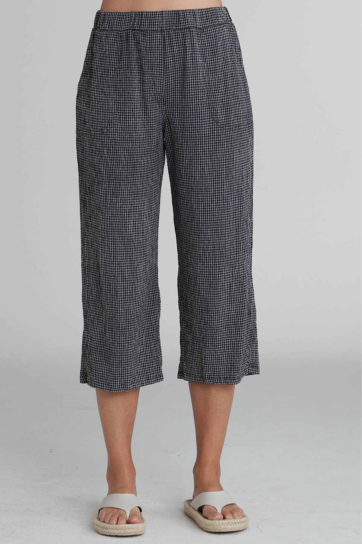 Cut Loose Crinkle Check Easy Crop Pant Spring 2025- Special Order