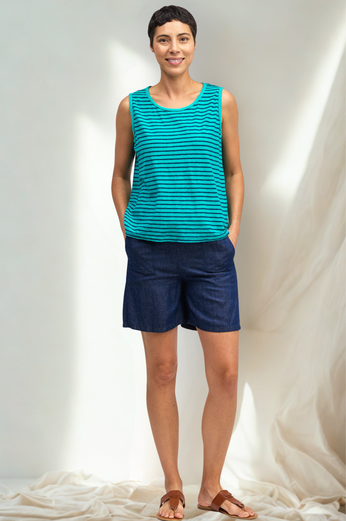 Cut Loose Navy Stripe Sleeveless Tank Summer 2026- Special Order
