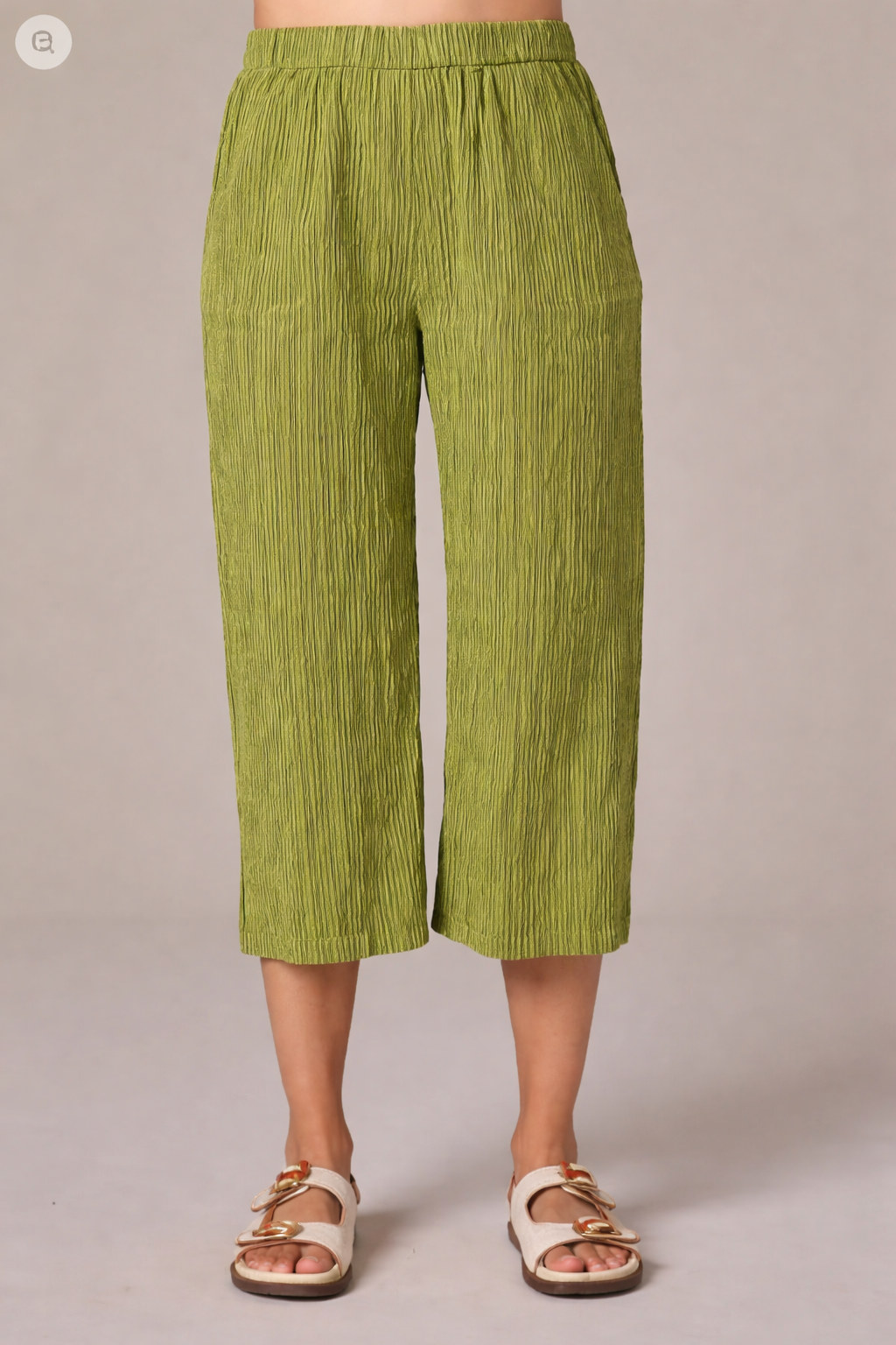 Cut Loose Grey Stripe Crinkle Easy Crop Pant Spring 2026- Special Order - thread to cloth