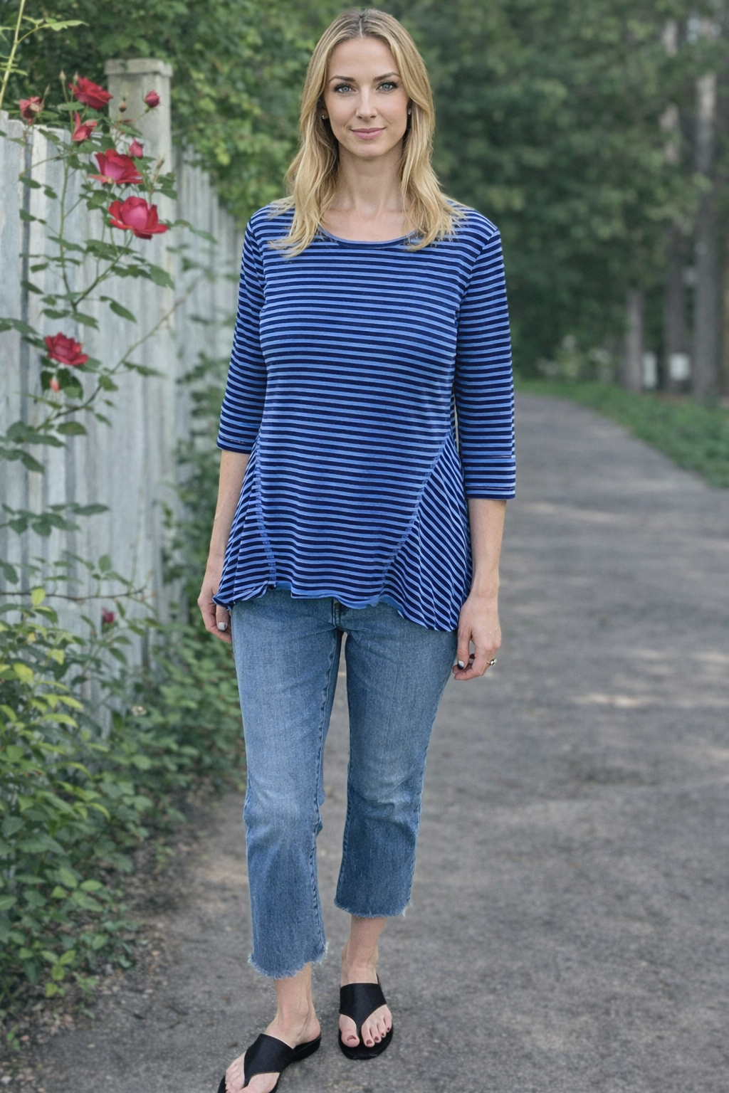 Color Me Cotton Navy Stripe Tunic by CMC Click in Bluet