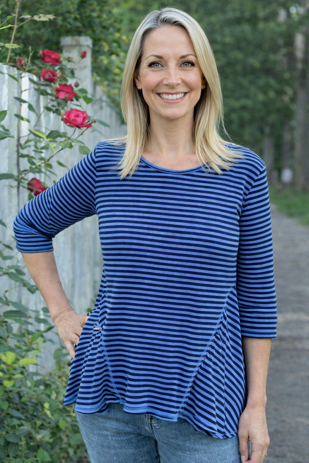 Color Me Cotton Navy Stripe Tunic by CMC Click in Bluet