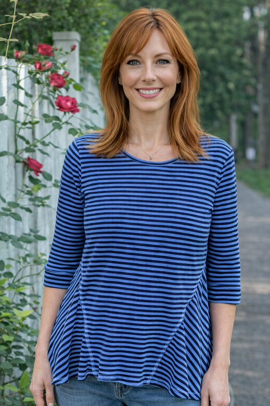 Color Me Cotton Navy Stripe Tunic by CMC Click in Bluet