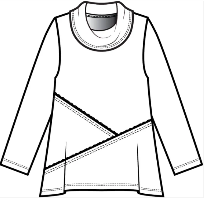 Cotton Lani Jersey Slub Cowl Neck Aline Tunic-Mineral Wash tunic sketch