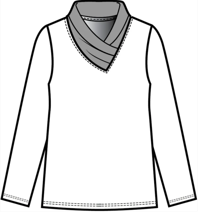 Cotton Lani Jersey Slub Pleat Wrap Neck sketch