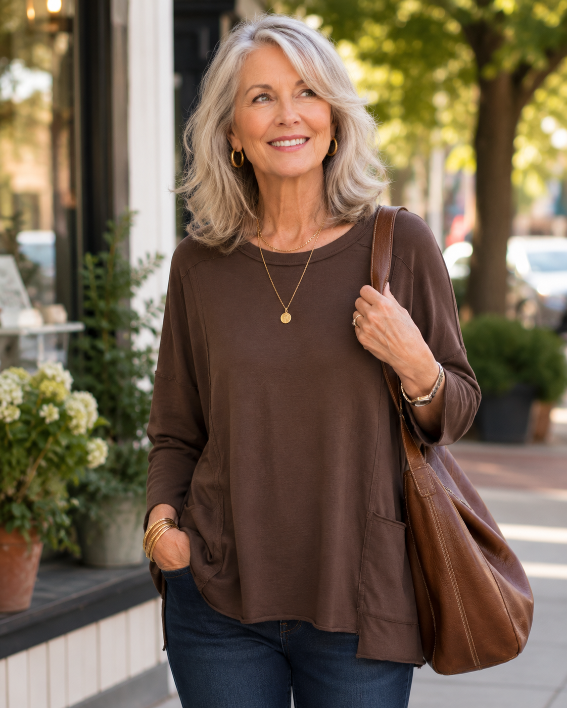 Cotton Lani One Size Hi-Low Jersey Pullover
