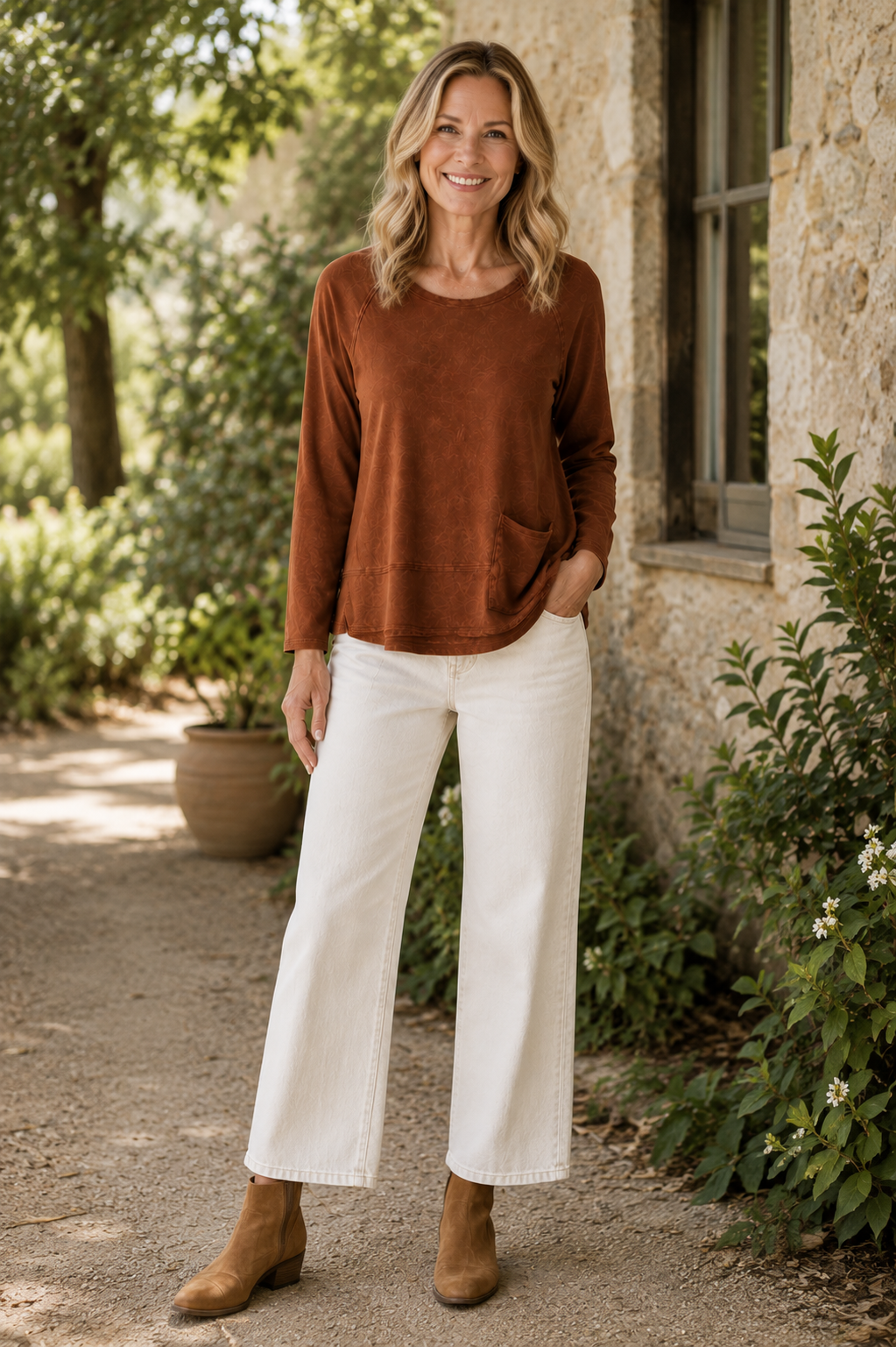 Cotton Lani Raglan Sleeve Pocket Tee full length