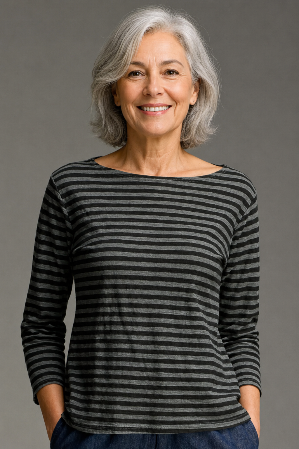 Cut Loose Black Stripe  3/4 Sleeve Boatneck Tee Fall 2026- Special Order - thread to cloth