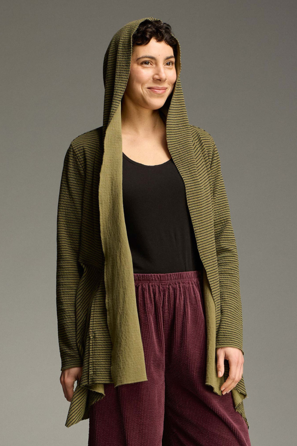 Cut Loose Black Stripe Doublecloth Hooded Jacket Fall 2026- Special Order