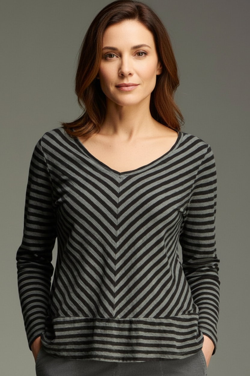 Cut Loose Black Stripe Long Sleeve Border Top Fall 2026- Special Order