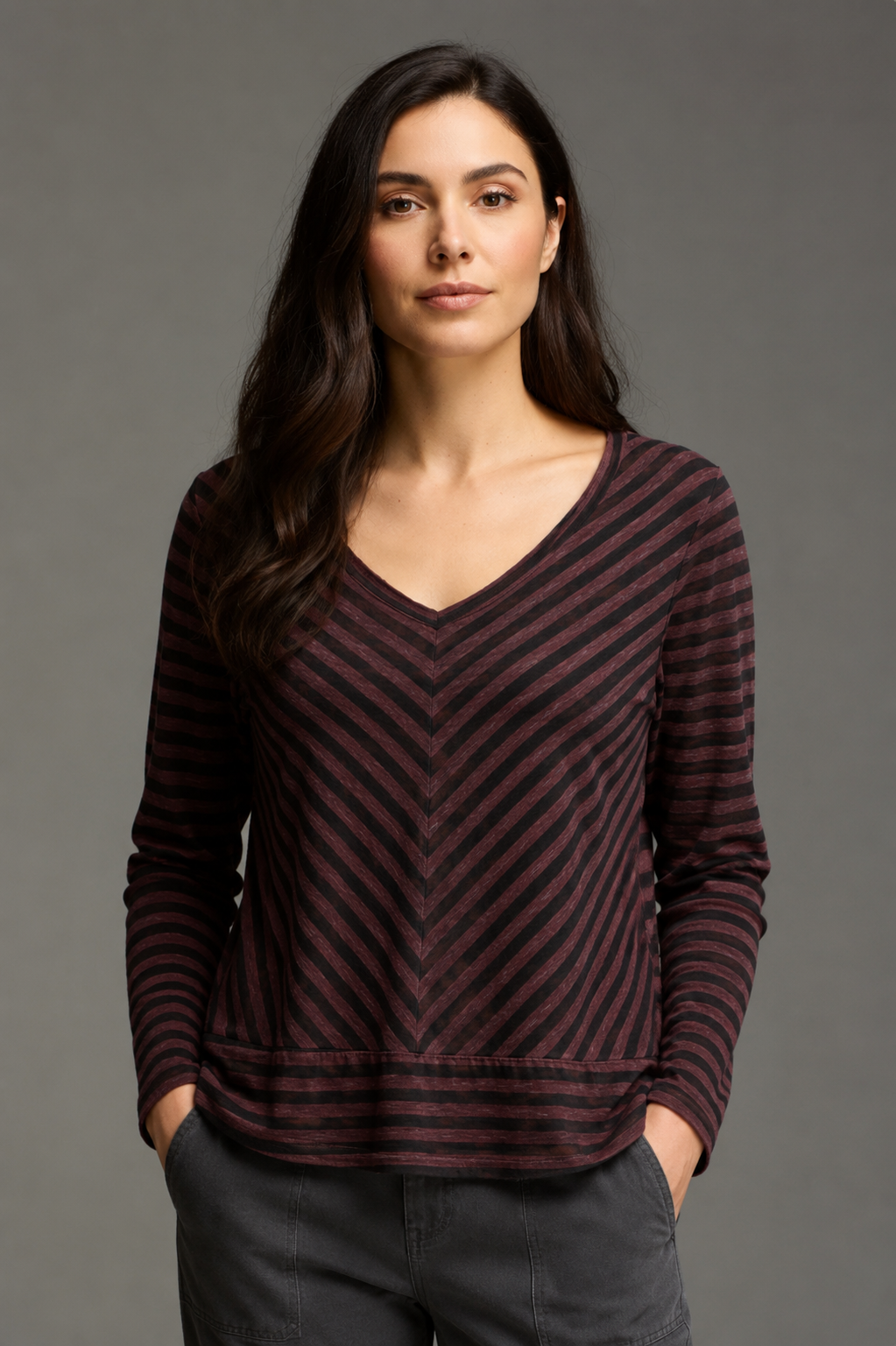 Cut Loose Black Stripe Long Sleeve Border Top Fall 2026- Special Order