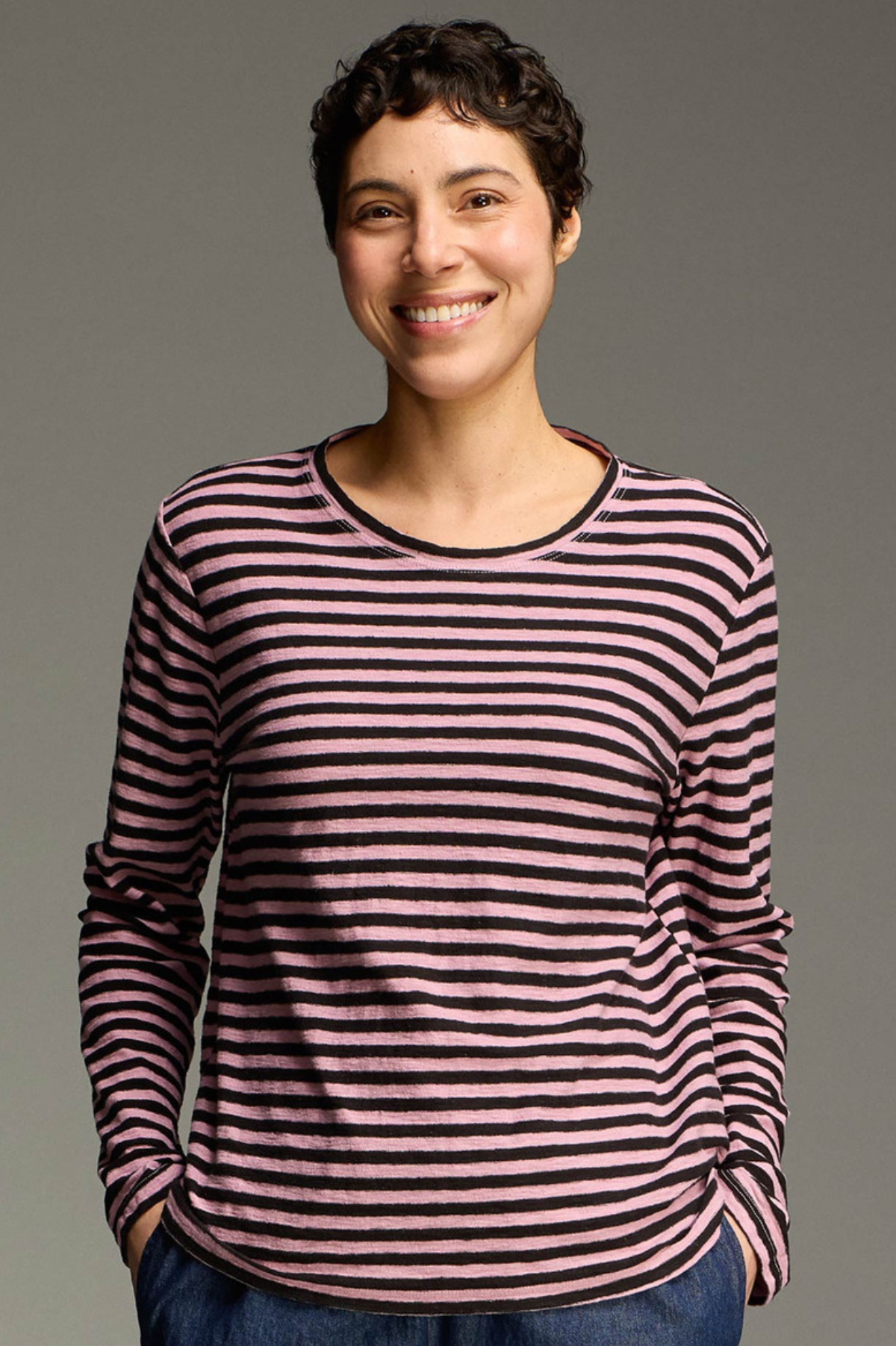 Cut Loose Black Stripe Long Sleeve Easy Tee Fall 2026- Special Order - thread to cloth