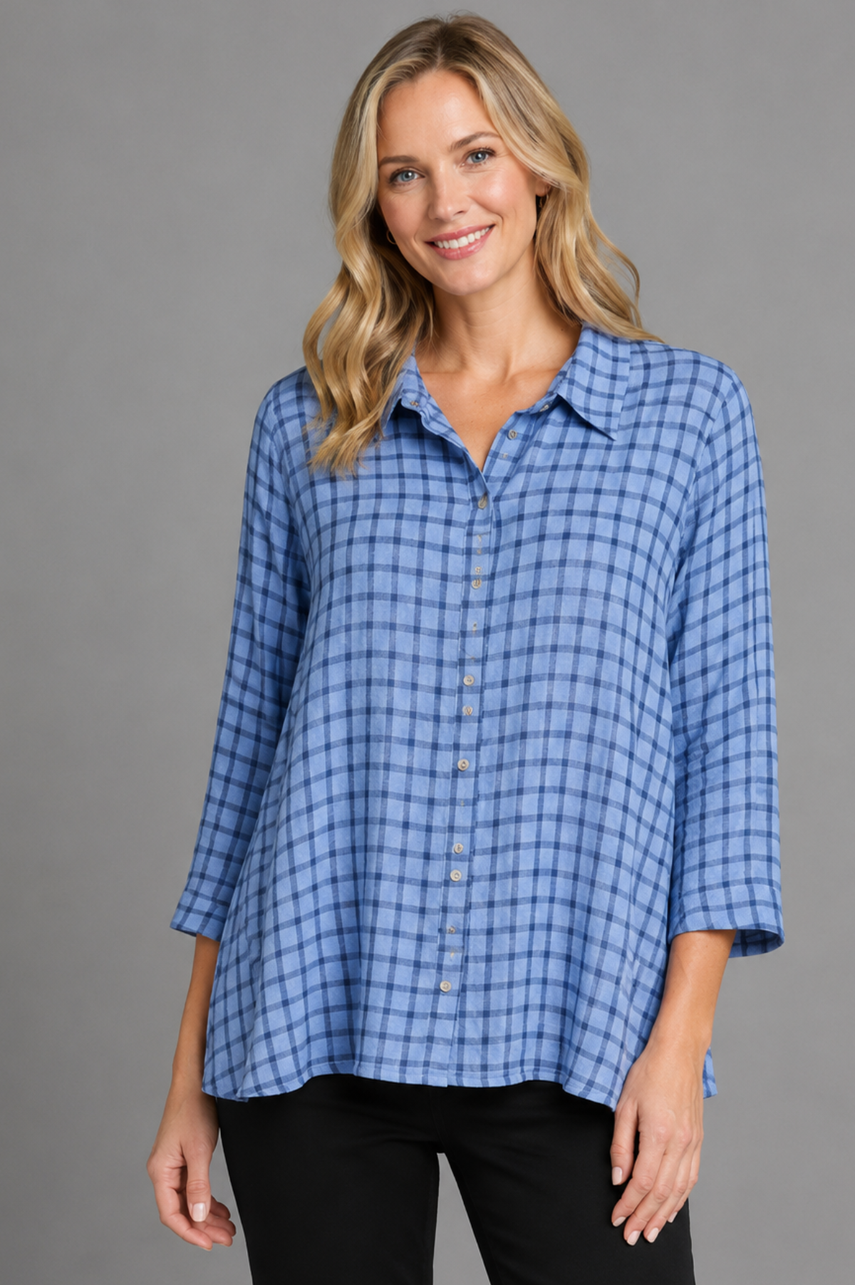 Cut Loose Black/White Crinkle Plaid Swing Shirt Top Fall 2026- Special Order