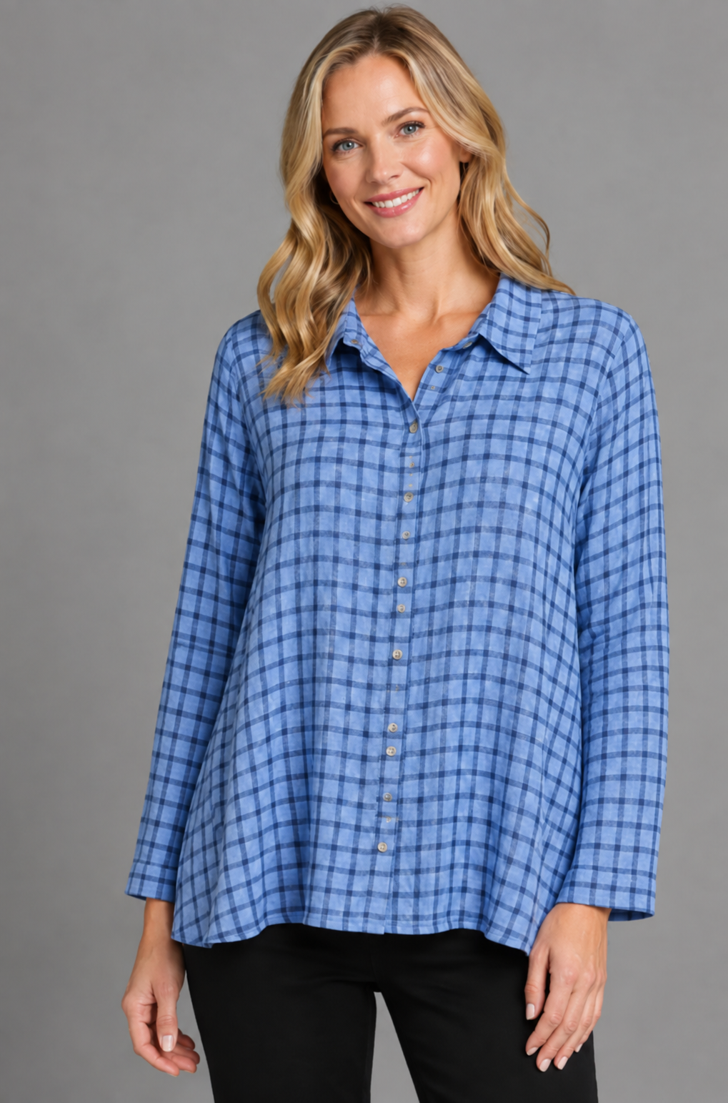 Cut Loose Black/White Crinkle Plaid Swing Shirt Top Fall 2026- Special Order