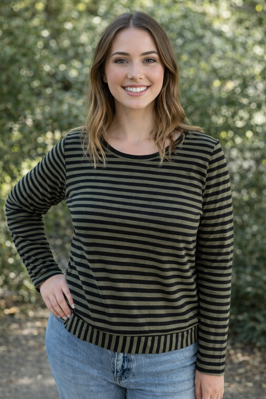 Cut Loose Clothing Black Stripe Cropped Top Succulent