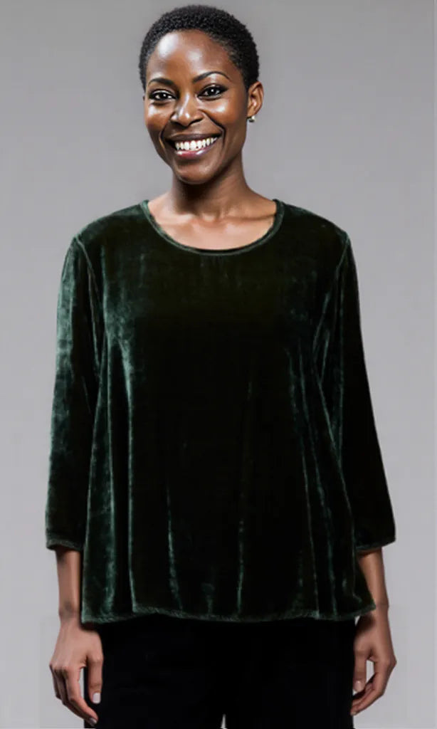 Cut Loose Clothing Velvet 3/4 Sleeve Aline Top Fall 2025