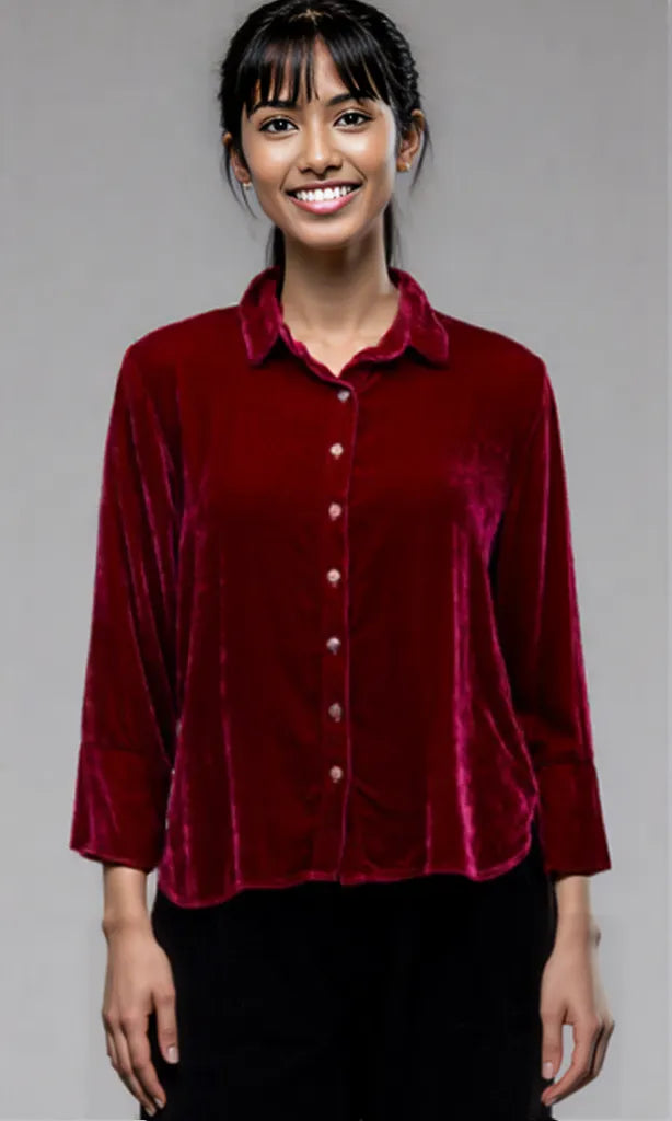 Cut Loose Clothing Velvet Crop Easy Shirt Fall 2025-Special order this season
