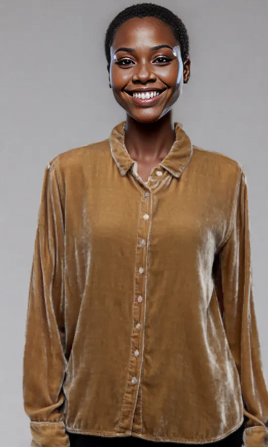 Cut Loose Clothing Velvet Fitted Shirt for fall