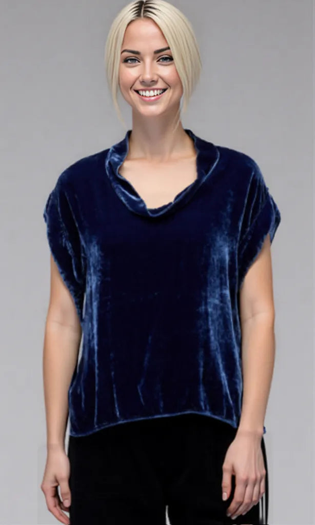 Cut Loose Clothing Velvet Short Sleeve Cowl Top Fall 2025-Special order