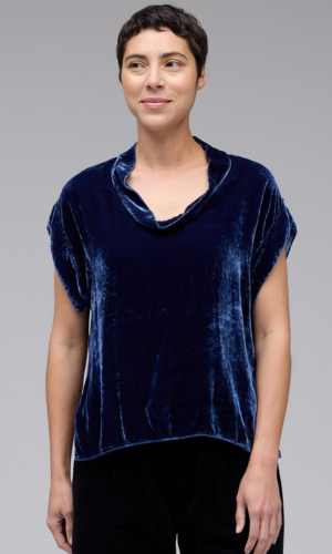 Cut Loose Clothing Velvet Short Sleeve Cowl Top Fall 2025-Special order