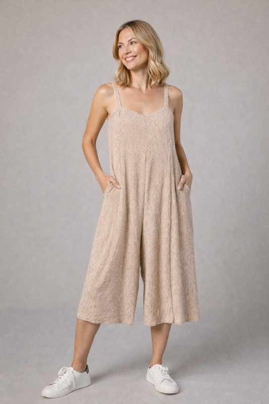 Cut Loose Crinkle Check Crop Jumpsuit Spring 2026- Special Order