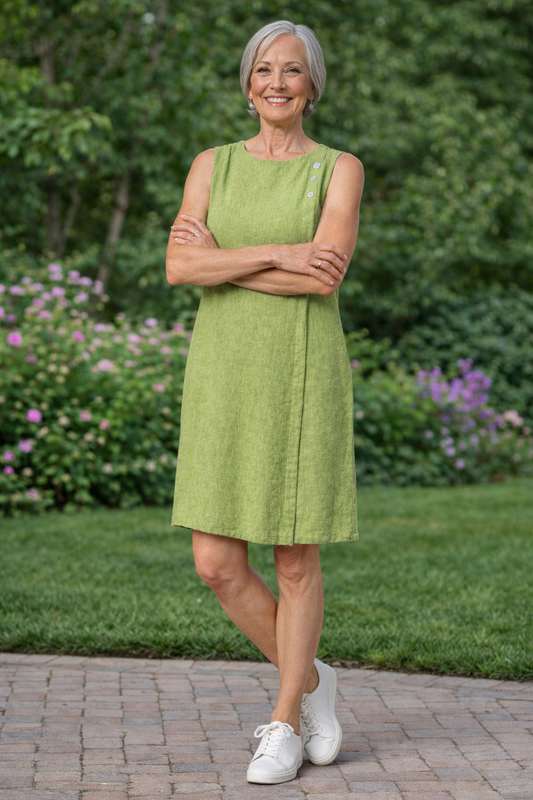 Cut Loose Crosshatch Linen Cotton Button Shift Dress Spring 2026- Special Order