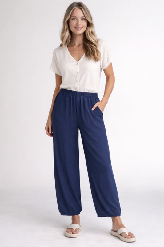 Cut Loose Fall Linen Cotton Jersey Cropped Pant w/Darts Fall 2023- Special Order