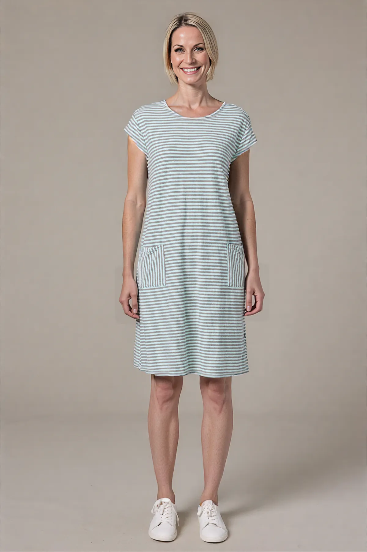 Cut Loose Grey Stripe T-Shirt Dress Spring 