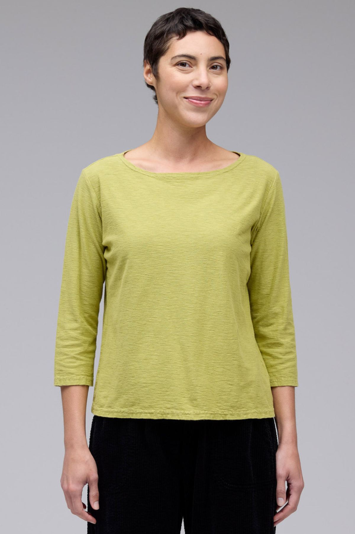 Cut Loose Linen Cotton Jersey 3/4 Sleeve Boatneck Tee Fall 2026- Special Order - thread to cloth