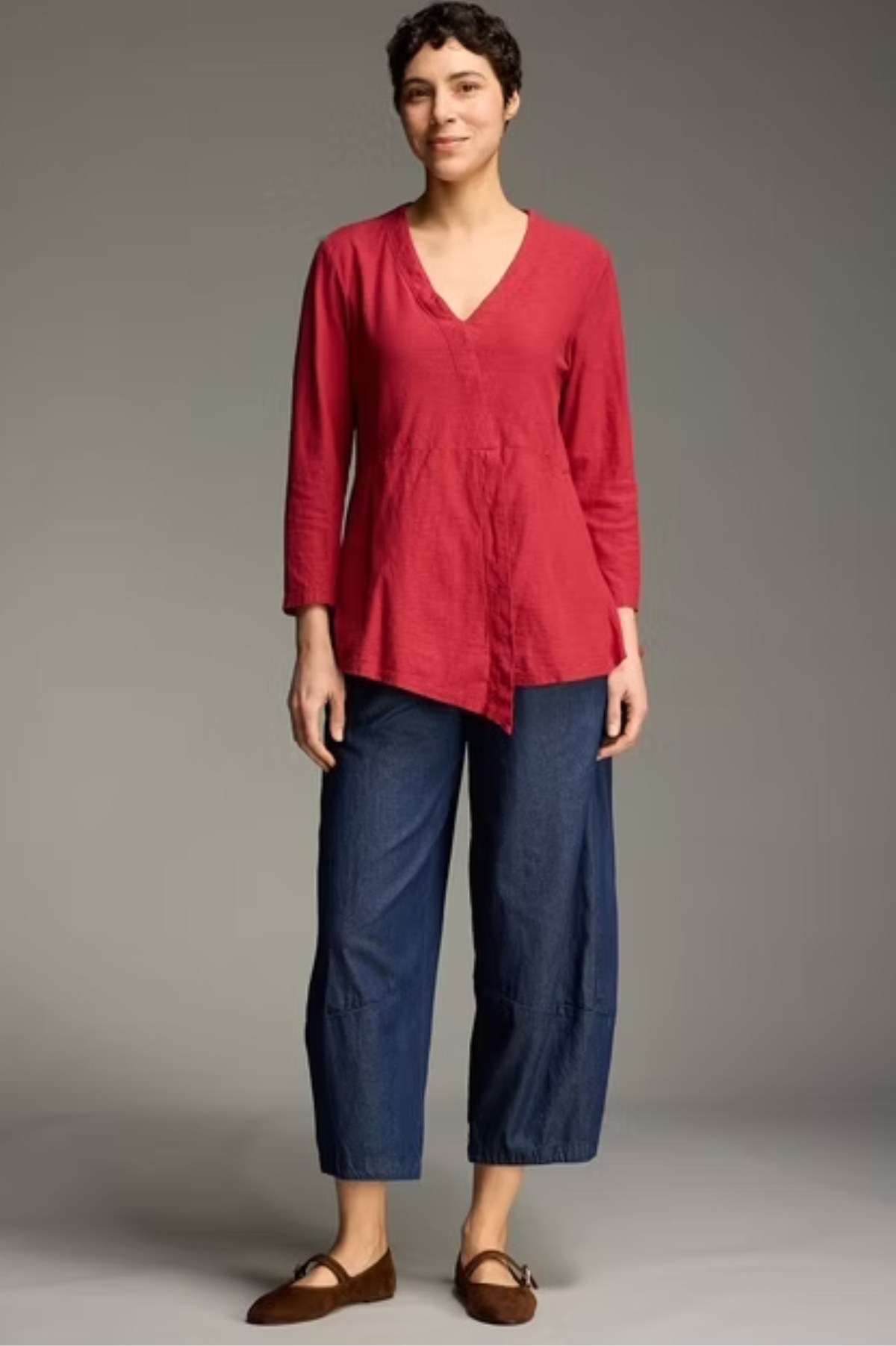 Cut Loose Linen Cotton Jersey 3/4 Sleeve Wrap Top Fall 2026- Special Order - thread to cloth