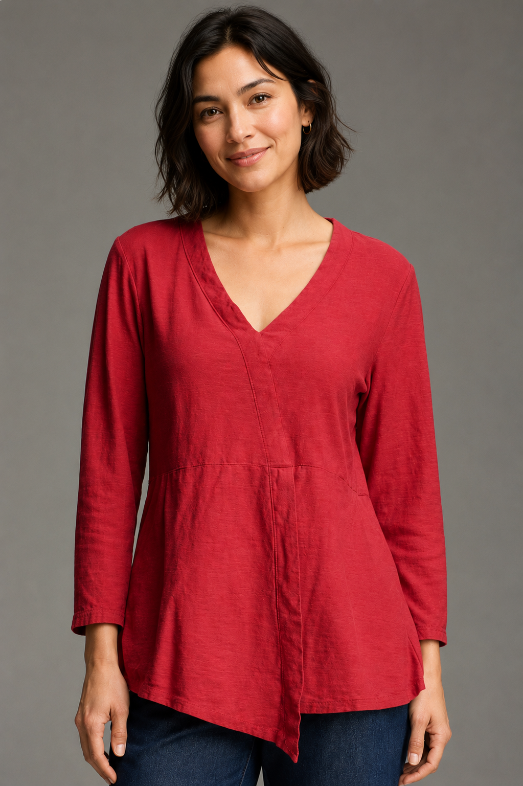 Cut Loose Linen Cotton Jersey 3/4 Sleeve Wrap Top Fall 2026- Special Order - thread to cloth