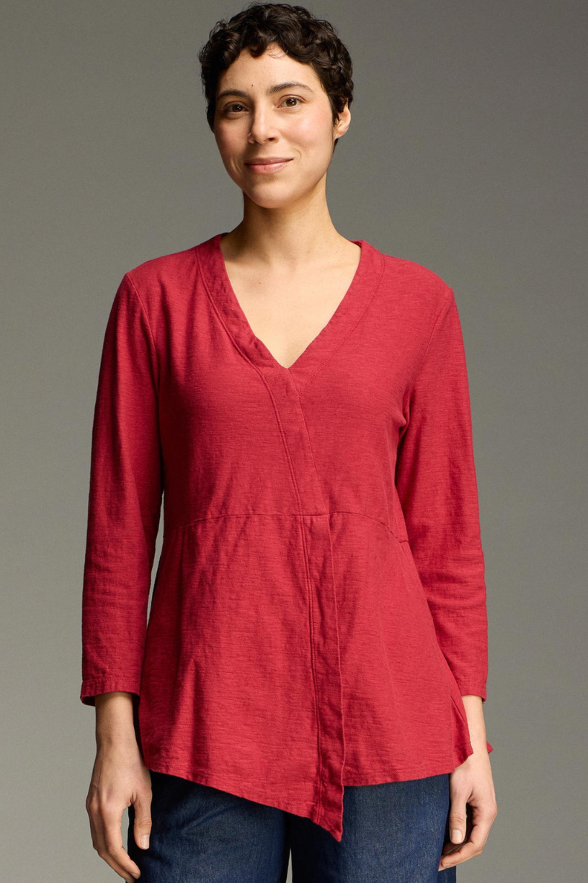 Cut Loose Linen Cotton Jersey 3/4 Sleeve Wrap Top Fall 2026- Special Order - thread to cloth