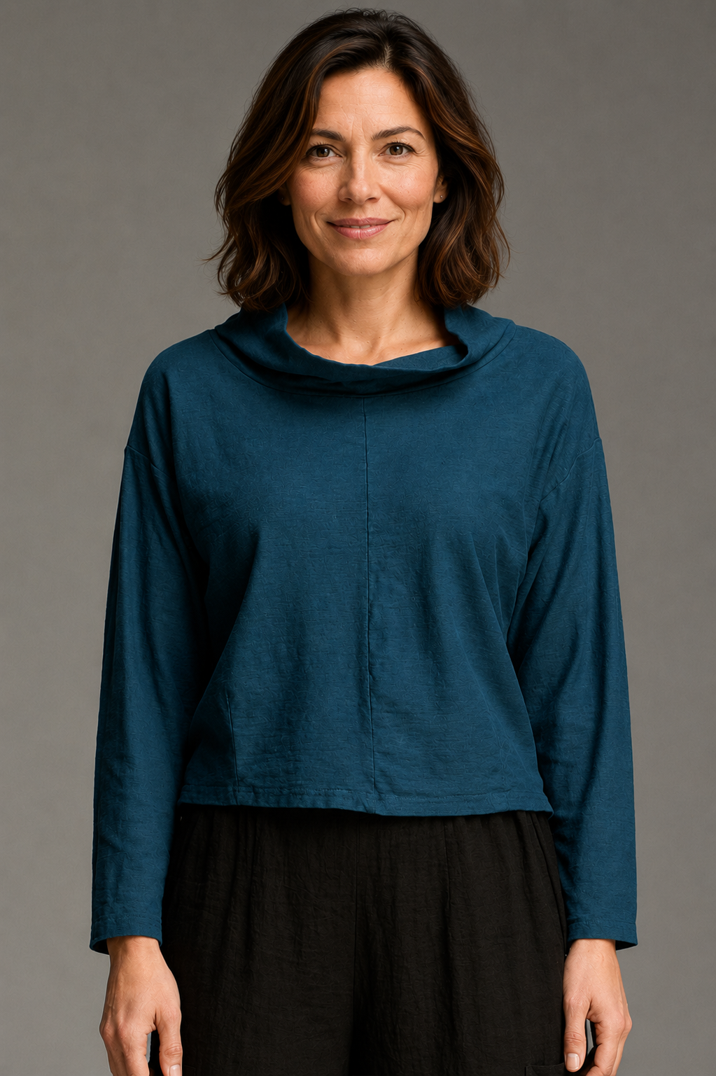 Cut Loose Linen Cotton Jersey Boxy Long Sleeve Cowl Top Fall 2026- Special Order - thread to cloth