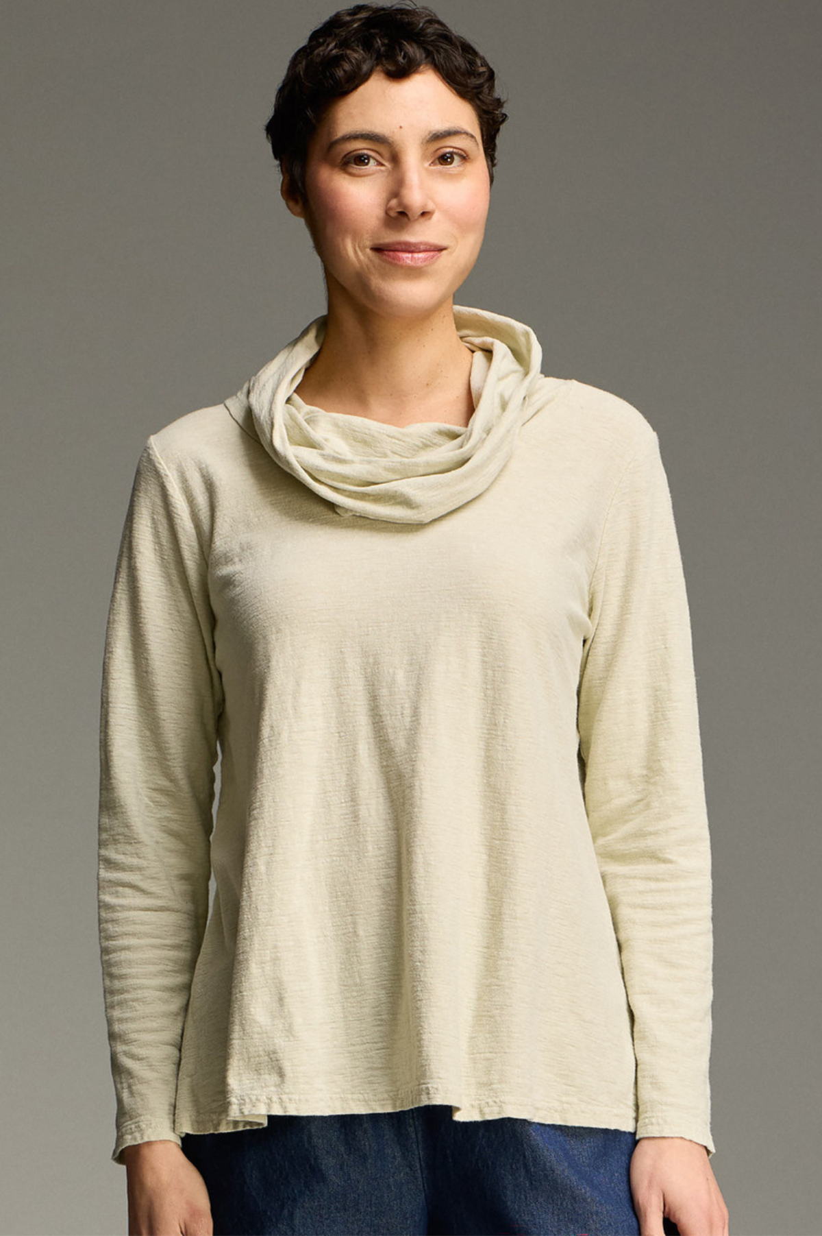 Cut Loose Linen Cotton Jersey Cowl Neck Pullover Top Fall 2026- Special Order - thread to cloth