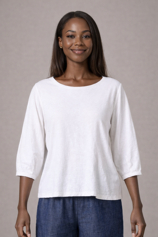 Cut Loose Linen Cotton Jersey Lantern Sleeve Top Spring 2026- Special Order