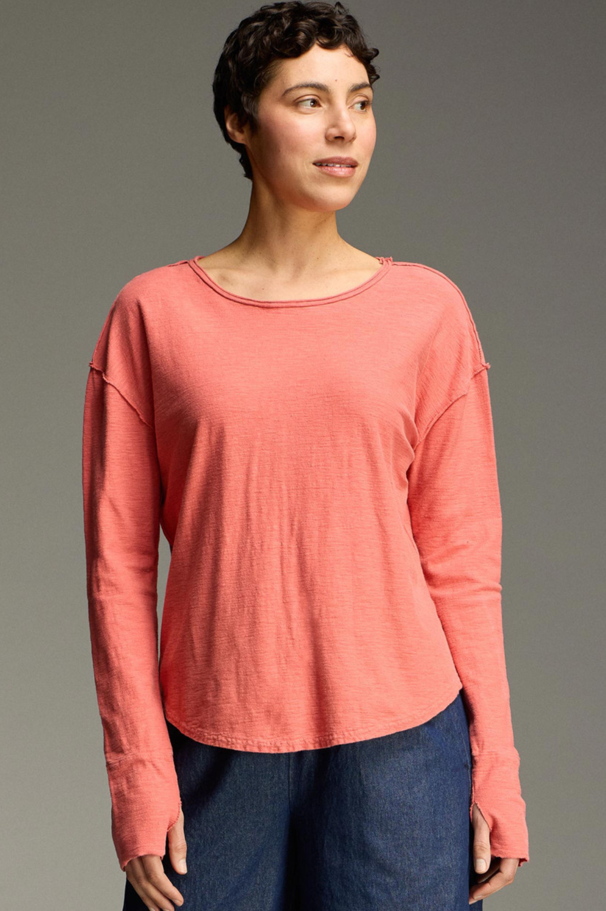 Cut Loose Linen Cotton Jersey Thumbhole Top Fall 2026- Special Order - thread to cloth