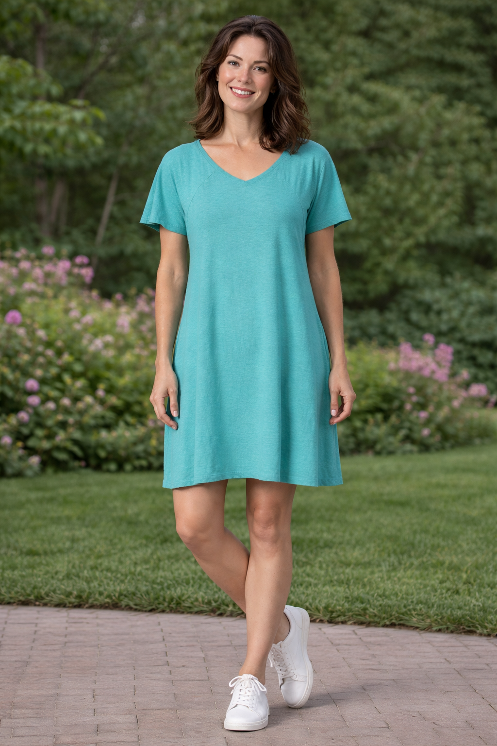 Cut Loose Linen Cotton Jersey V-Neck Swing Dress Spring 2026- Special Order