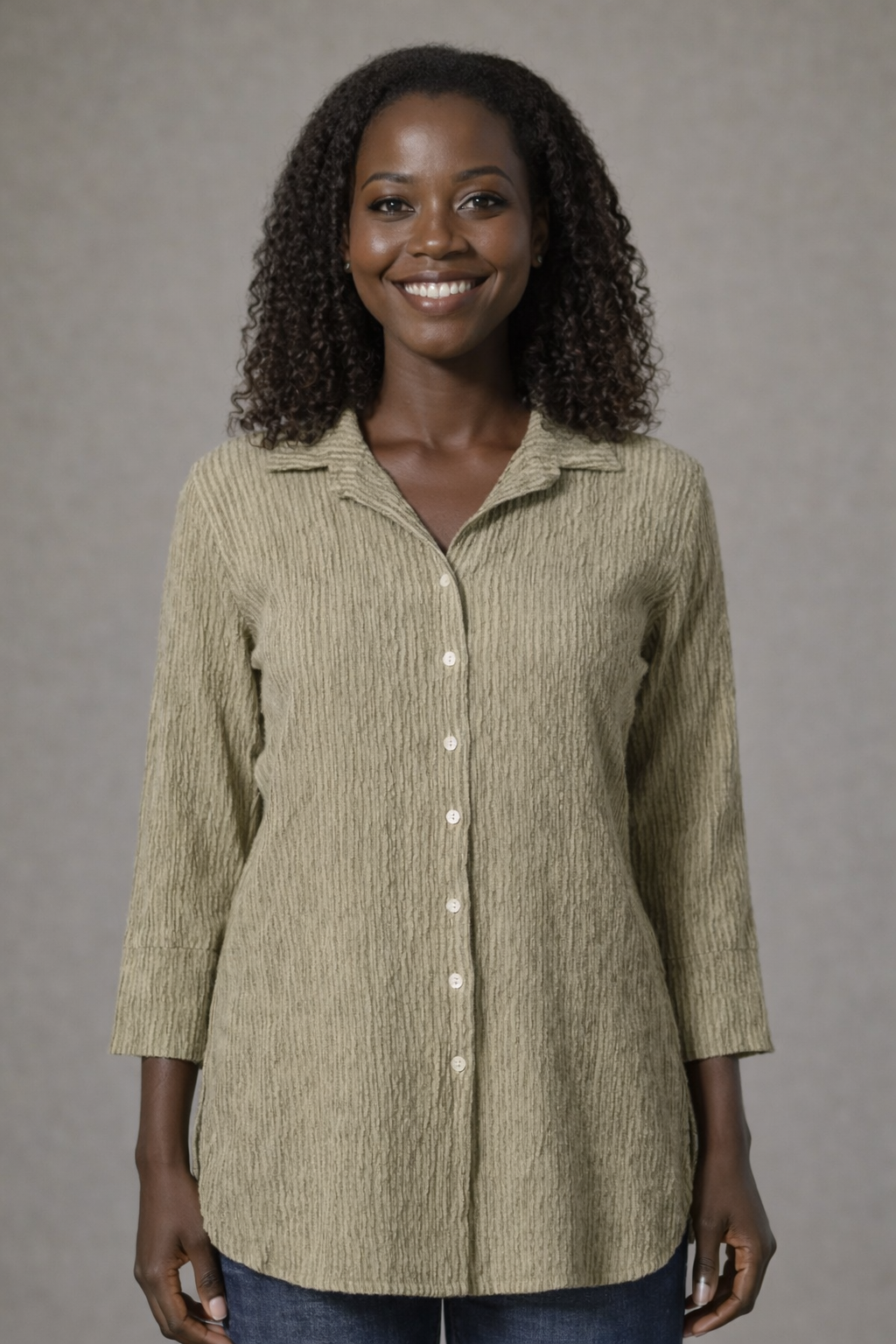 Cut Loose Linen Grey Stripe Crinkle Easy Shirt Spring 2026- Special Order