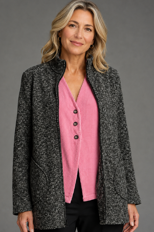 Cut Loose Marled Boiled Wool Zip Swing Jacket Fall 2026-Special Order