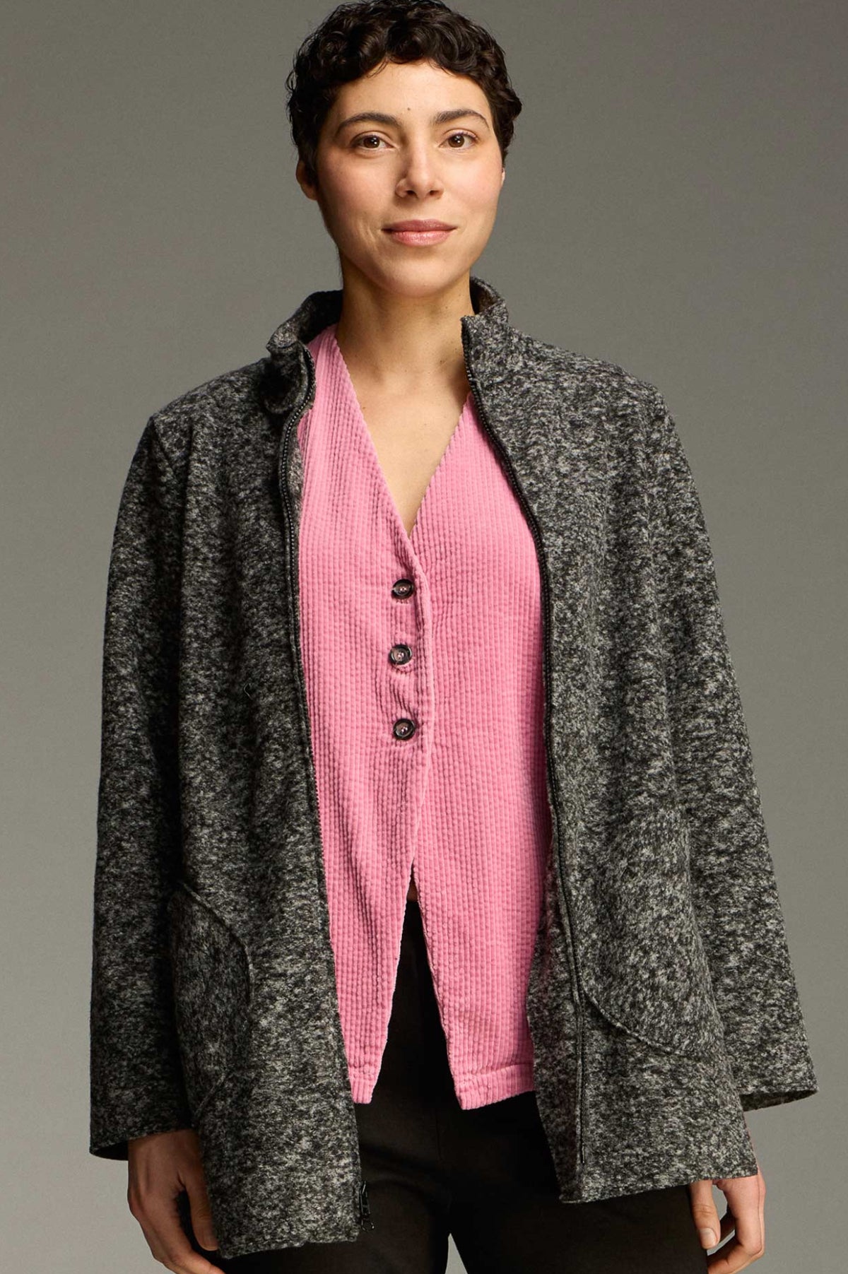 Cut Loose Marled Boiled Wool Zip Swing Jacket Fall 2026-Special Order